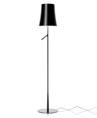 Schwarze Birdie Lettura Stehleuchte von Foscarini: Moderne Leselampe mit Fußschalter und elegantem Design.